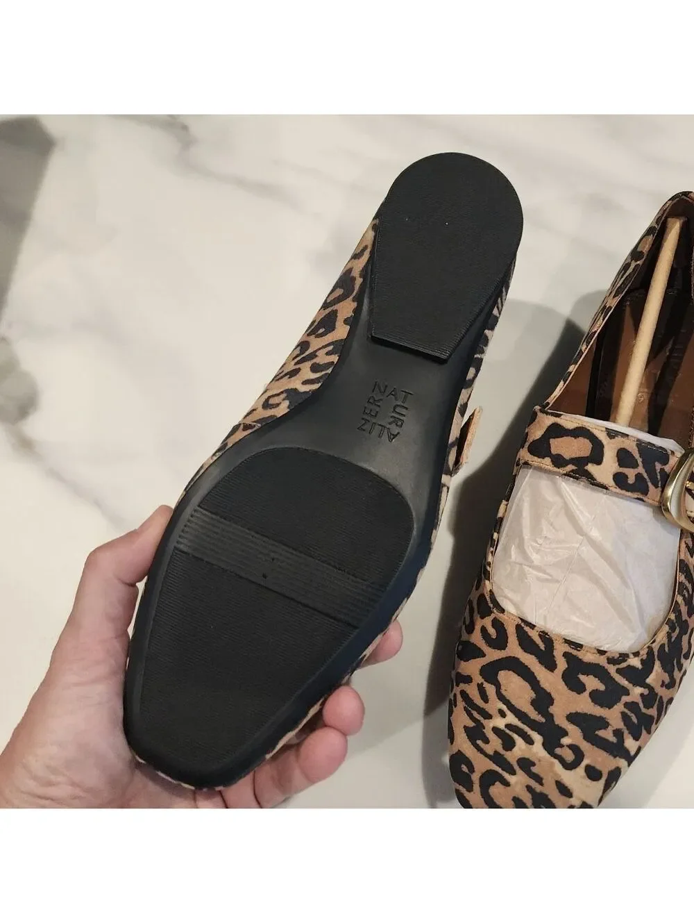 NEW Naturalizer Cosmic Leopard Suede Mary Jane Flats Square Toe Size 8.5M NWOB